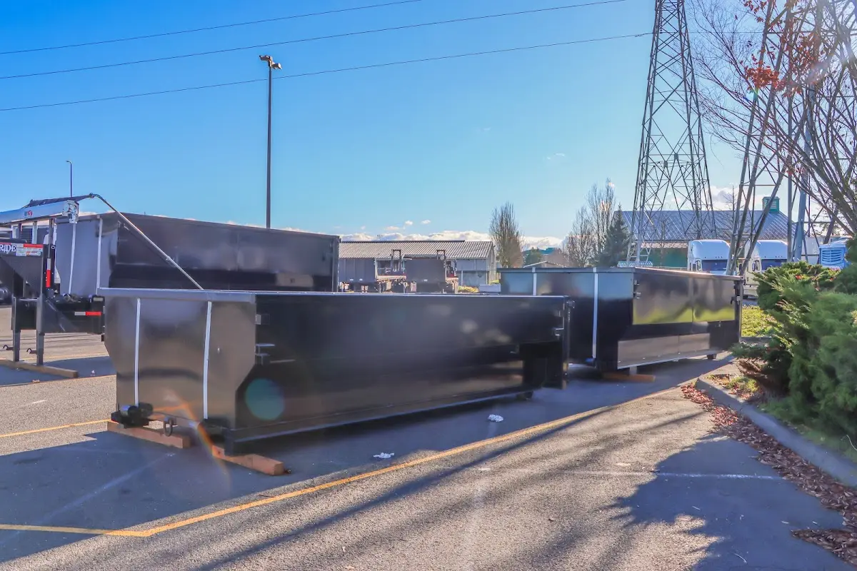 Roll-off dumpster ready for waste disposal at job site for Yard Waste Dumpster Rental in Mayo